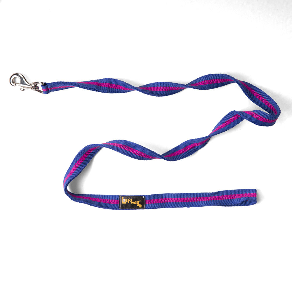 Single Handle Fabric Leash – Blue & Pink