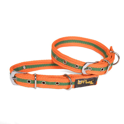 Buckle Fabric Collar – Orange & Green