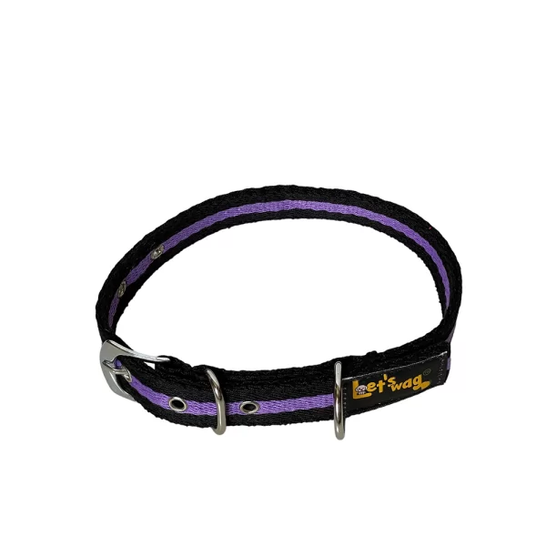 Premium Fabric Collar Buckle Black & Purple 01