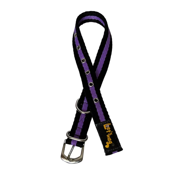 Premium Fabric Collar Buckle Black & Purple 02