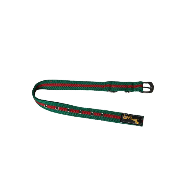 Premium Fabric Collar Buckle Green & Red 02