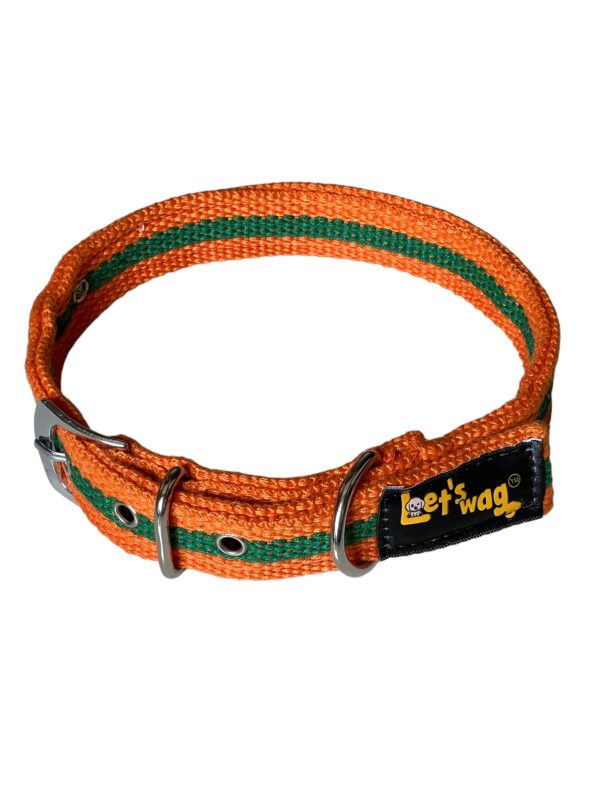 Premium Fabric Collar Buckle Orange & Green 02