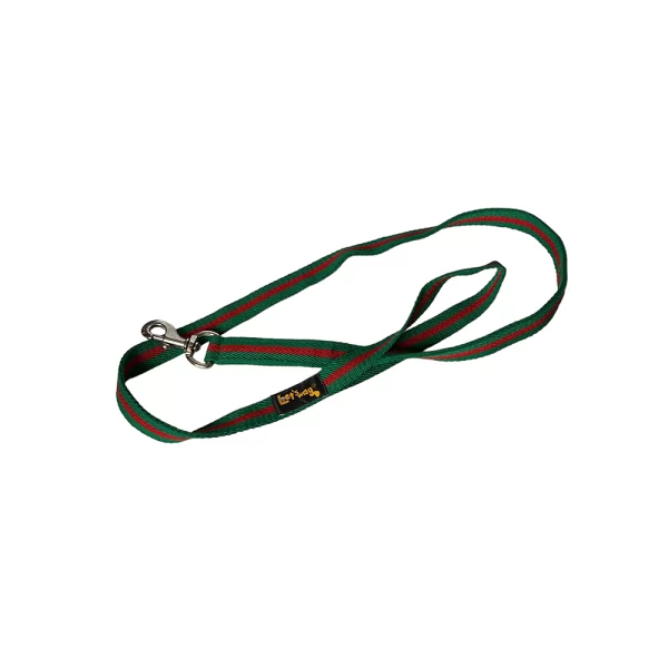 Premium Fabric Leash Single Handle Green & Red 01