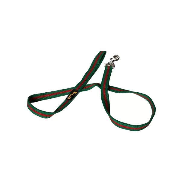 Premium Fabric Leash Single Handle Green & Red