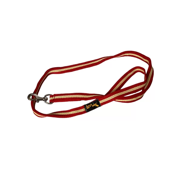 Premium Fabric Leash Single Handle Red & Yellow 01