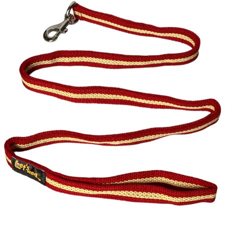 Premium Fabric Leash Red & Yellow